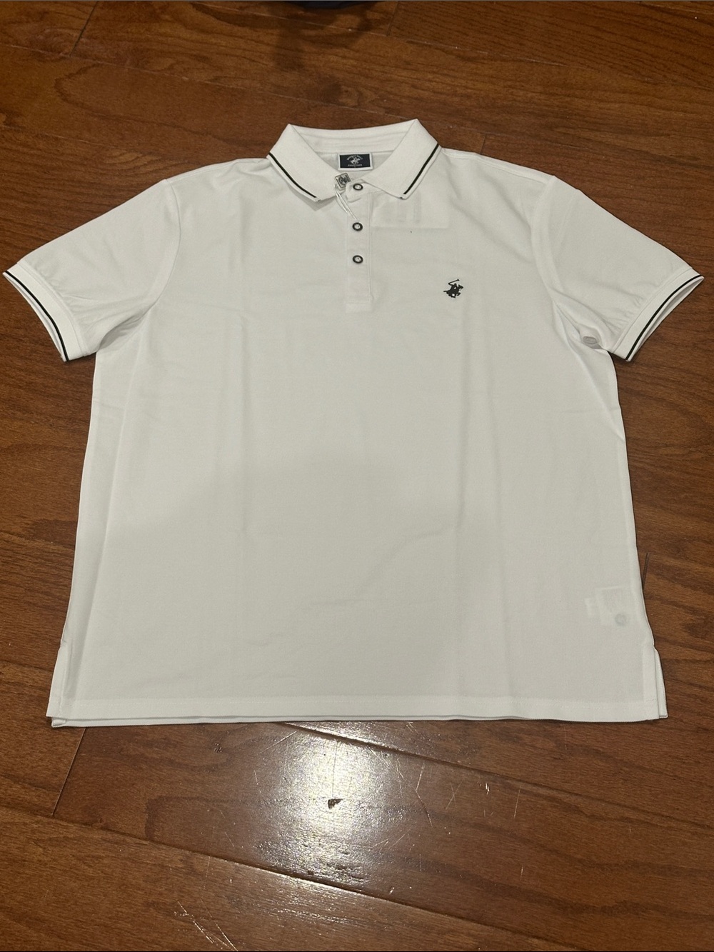 Beverly Hills Polo Club White Polo with Navy Embroidery
